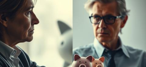 Couple de seniors consultant un avocat pour divorce, évoquant la retraite et la prestation compensatoire